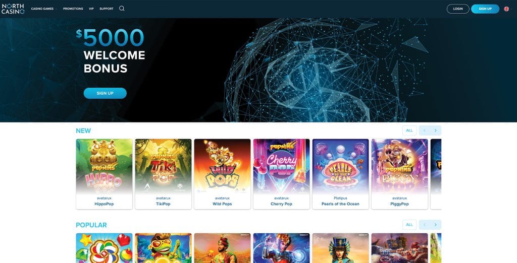 กราฟิกที่อธิบายโครงสร้างโบนัสต้อนรับห้าส่วนที่ North Casino