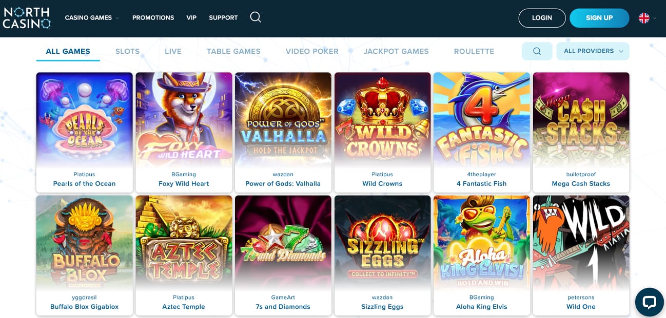 ล็อบบี้คาสิโนสดที่ North Casino ที่มีเกมอย่างแบล็คแจ็คและรูเล็ต