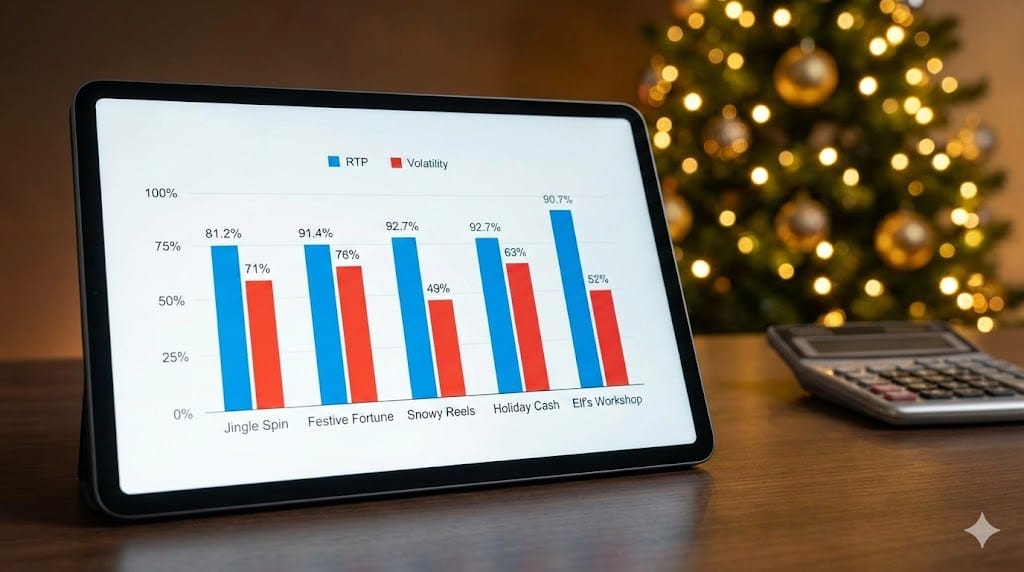 Mathematical analysis by Elena Petrova from RTP and volatility of the best Christmas slots of 2025, including Sweet Bonanza Xmas and Big Bass Bonanza.