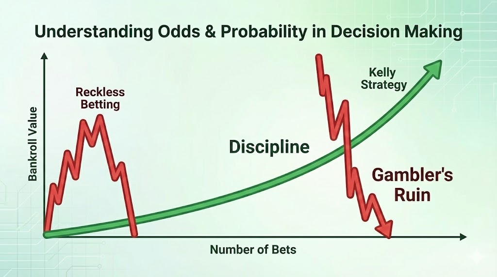 Graf ukazující růst bankrollu s Kelly critériem vs Rovnou sázku.