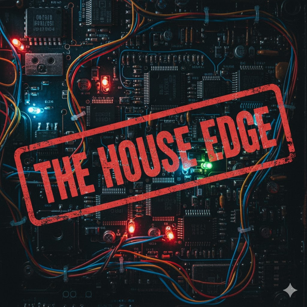 Internal motherboard of a slot machine highlighting the house edge concept.